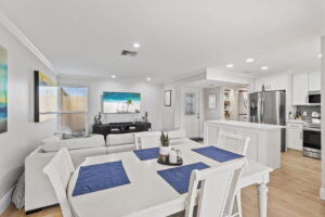 Condo kitchen and living room